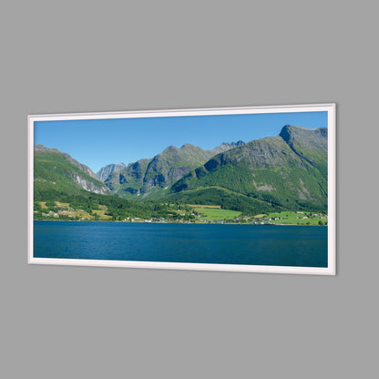 LED-Wandbild 60x120 cm quer – Berge & Fjorde