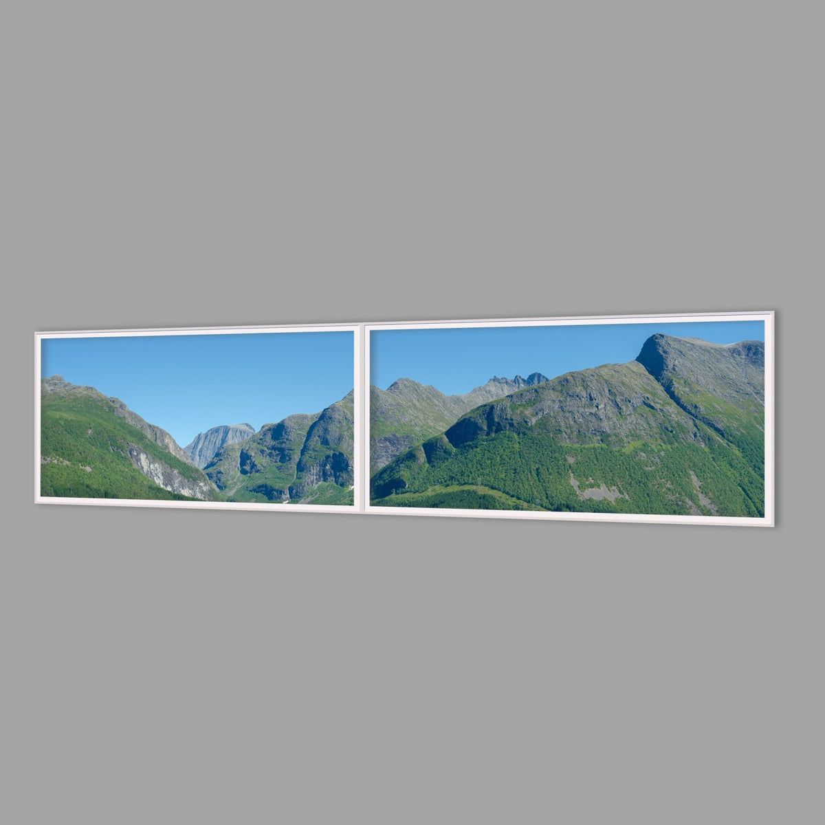 LED-Wandbild Zweiteiler quer 240x60 cm – Berge & Fjorde