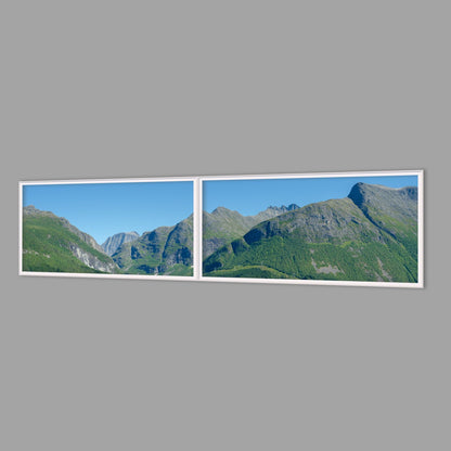 LED-Wandbild Zweiteiler quer 240x60 cm – Berge & Fjorde