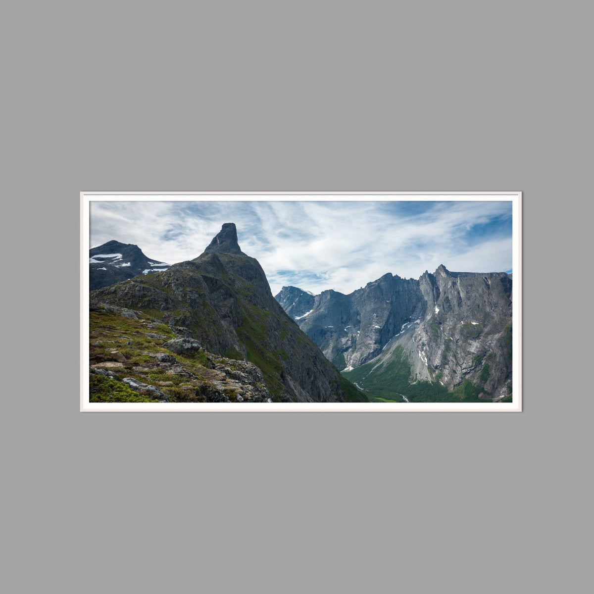 LED-Wandbild 60x120 cm quer – Berge & Fjorde