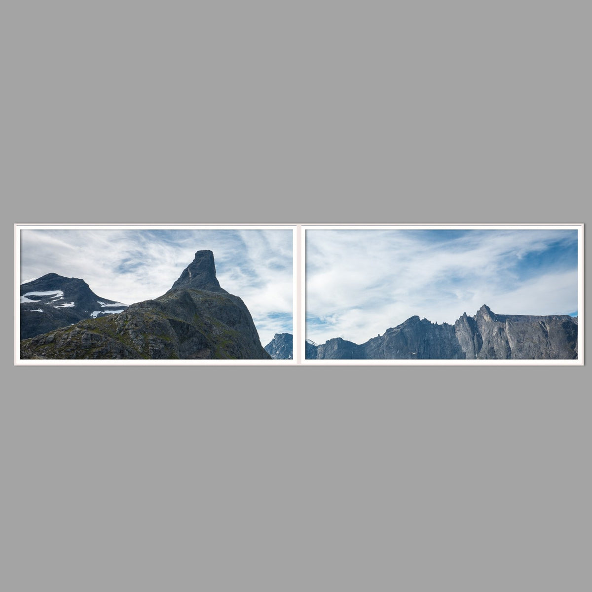 LED-Wandbild Zweiteiler quer 240x60 cm – Berge & Fjorde