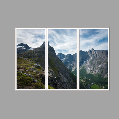 LED-Wandbild Dreiteiler hochkant 180x120 cm – Berge & Fjorde