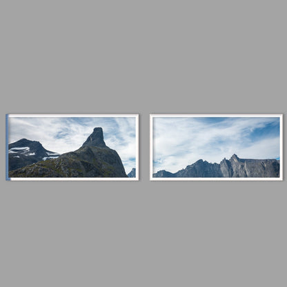 LED-Wandbild Zweiteiler quer mit Abstand – Berge & Fjorde