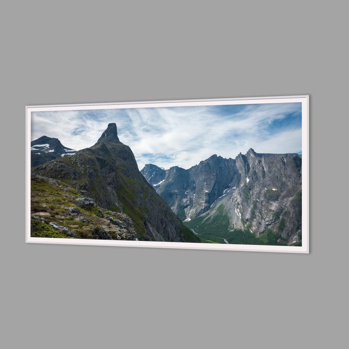 LED-Wandbild 60x120 cm quer – Berge & Fjorde