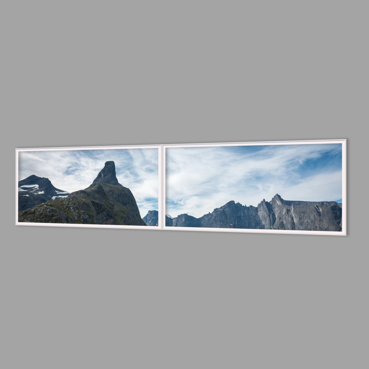 LED-Wandbild Zweiteiler quer 240x60 cm – Berge & Fjorde