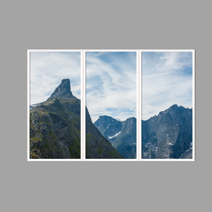 LED-Wandbild Dreiteiler hochkant 180x120 cm – Berge & Fjorde