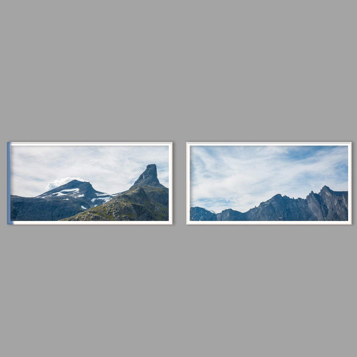 LED-Wandbild Zweiteiler quer mit Abstand – Berge & Fjorde
