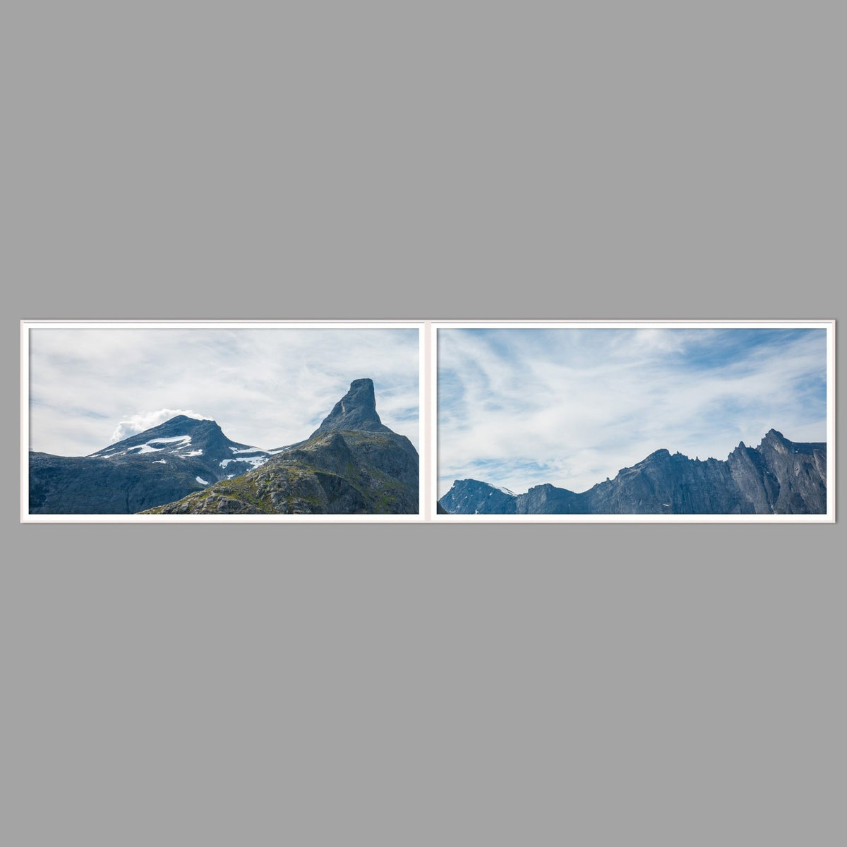 LED-Wandbild Zweiteiler quer 240x60 cm – Berge & Fjorde