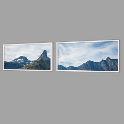 LED-Wandbild Zweiteiler quer mit Abstand – Berge & Fjorde