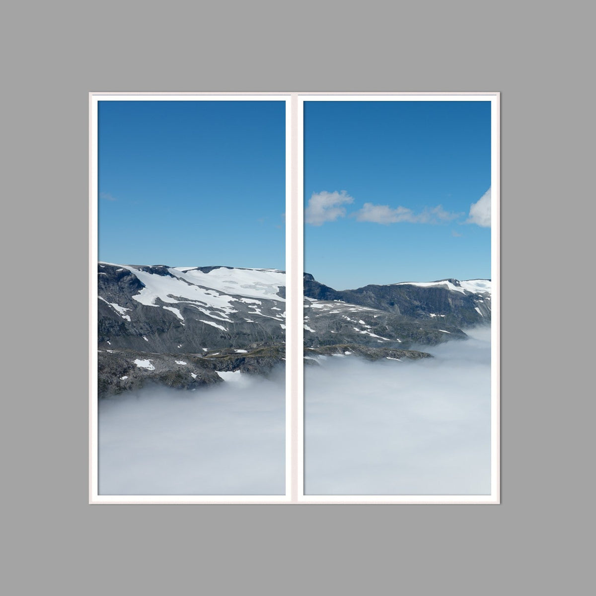 LED-Wandbild Zweiteiler hochkant 120x120 cm – Berge & Fjorde