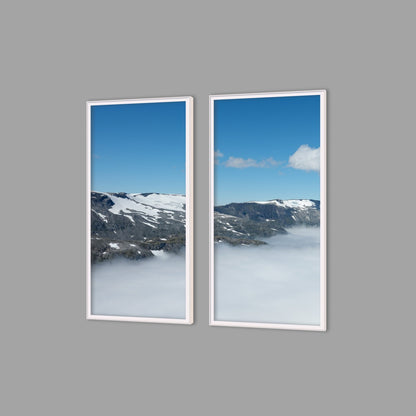 LED-Wandbild Zweiteiler hochkant mit Abstand – Berge & Fjorde