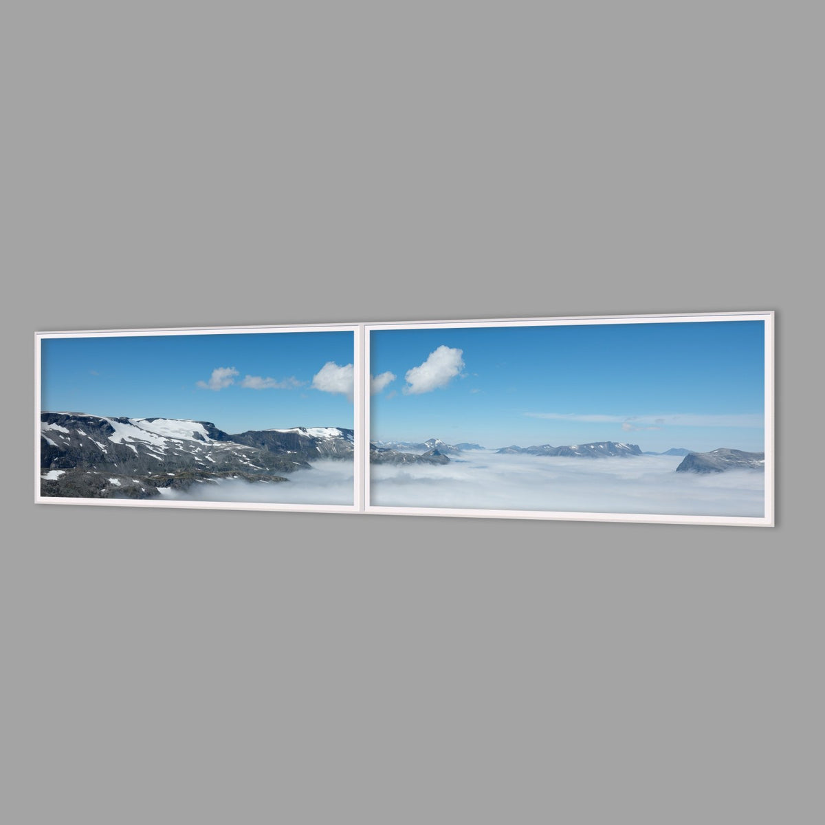 LED-Wandbild Zweiteiler quer 240x60 cm – Berge & Fjorde