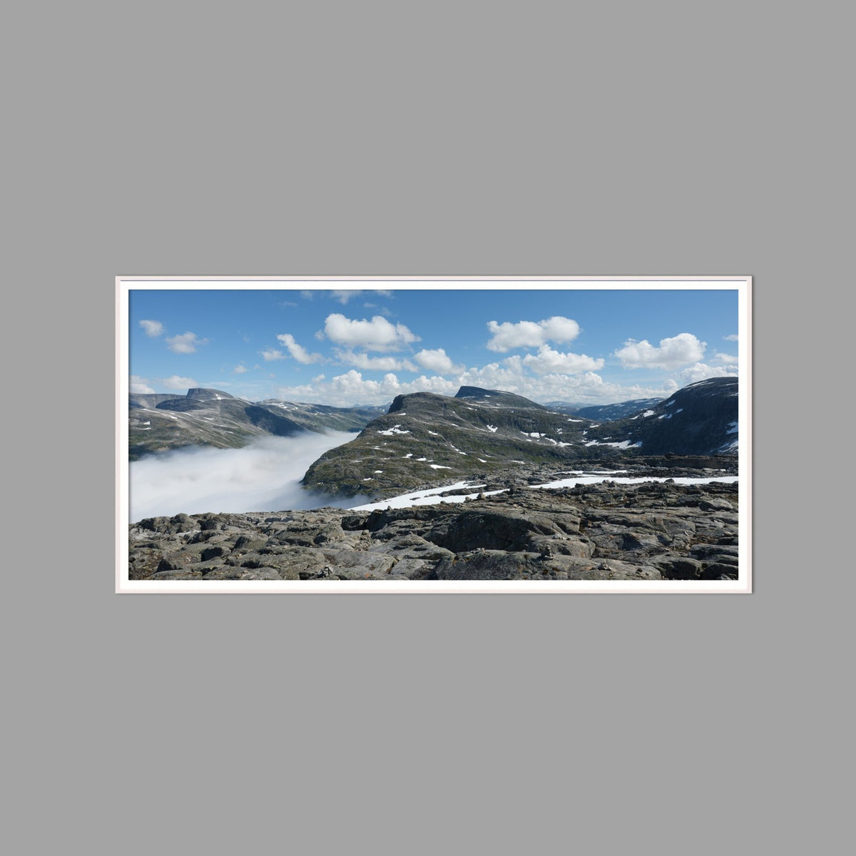 LED-Wandbild 60x120 cm quer – Berge & Fjorde
