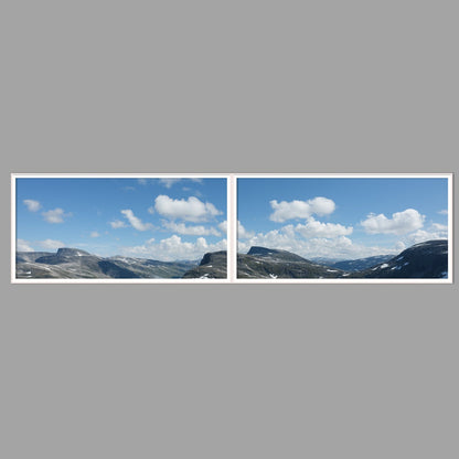 LED-Wandbild Zweiteiler quer 240x60 cm – Berge & Fjorde
