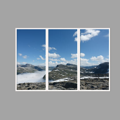 LED-Wandbild Dreiteiler hochkant 180x120 cm – Berge & Fjorde