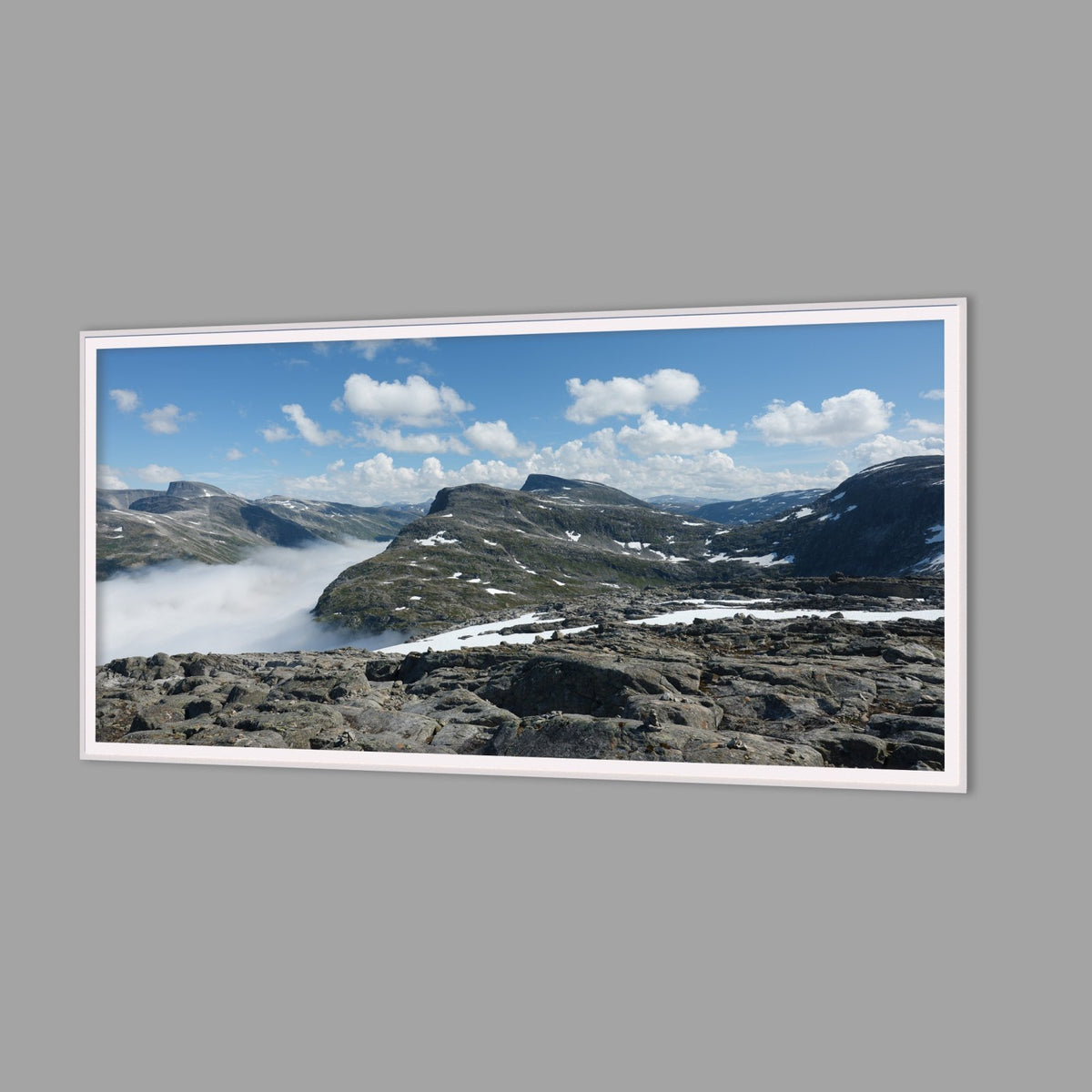 LED-Wandbild 60x120 cm quer – Berge & Fjorde