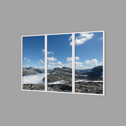 LED-Wandbild Dreiteiler hochkant 180x120 cm – Berge & Fjorde