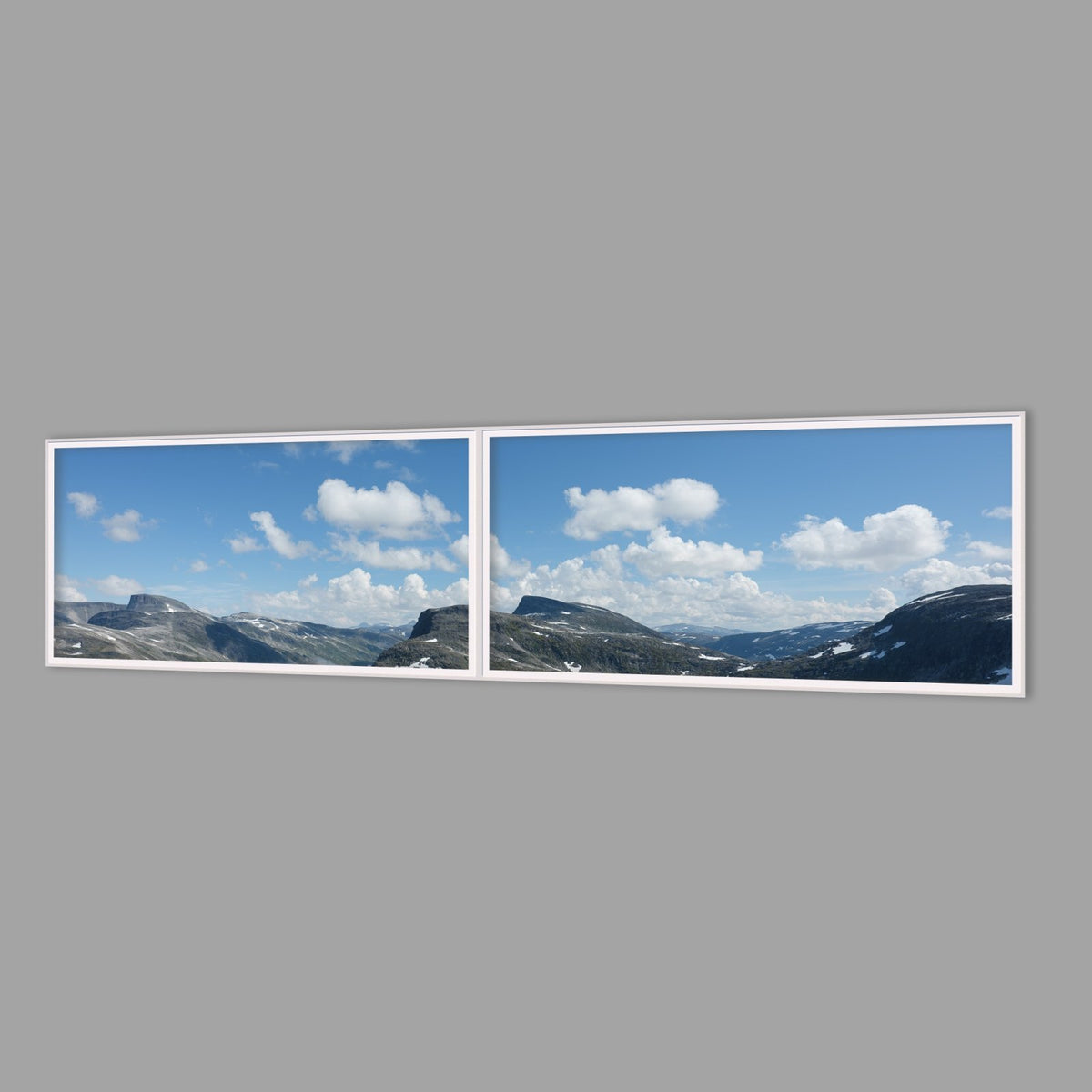 LED-Wandbild Zweiteiler quer 240x60 cm – Berge & Fjorde