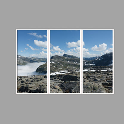 LED-Wandbild Dreiteiler hochkant 180x120 cm – Berge & Fjorde