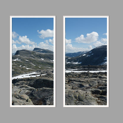 LED-Wandbild Zweiteiler hochkant mit Abstand – Berge & Fjorde