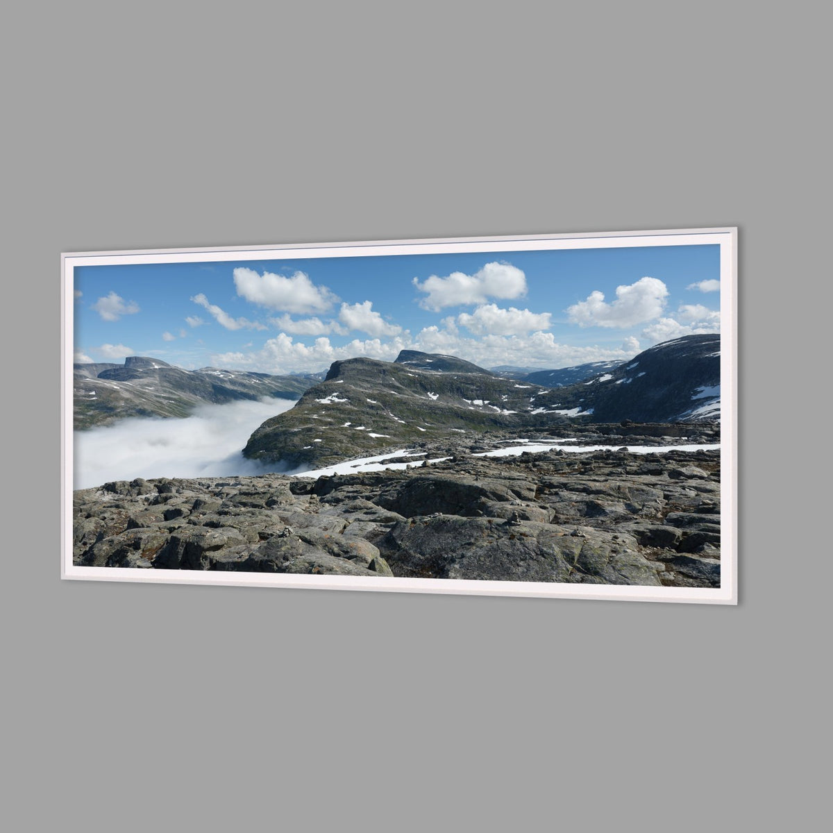 LED-Wandbild 60x120 cm quer – Berge & Fjorde
