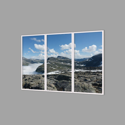 LED-Wandbild Dreiteiler hochkant 180x120 cm – Berge & Fjorde