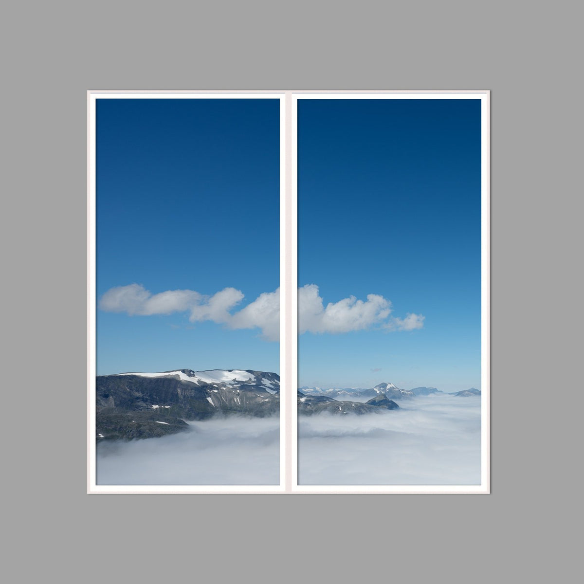 LED-Wandbild Zweiteiler hochkant 120x120 cm – Berge & Fjorde