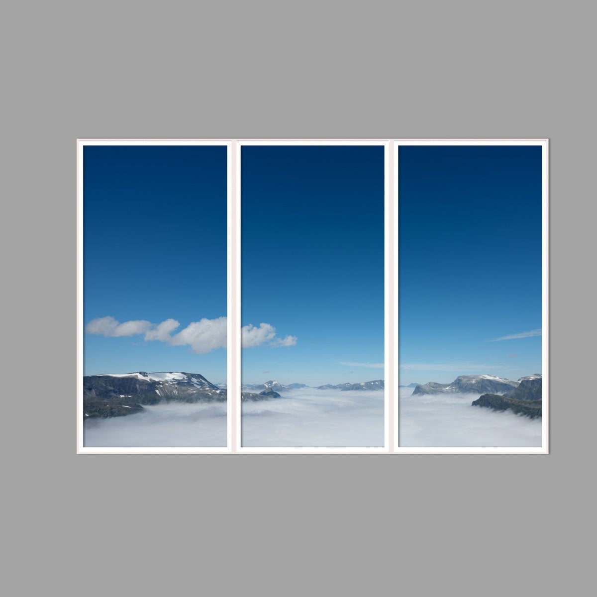 LED-Wandbild Dreiteiler hochkant 180x120 cm – Berge & Fjorde