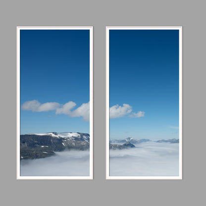 LED-Wandbild Zweiteiler hochkant mit Abstand – Berge & Fjorde