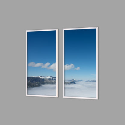 LED-Wandbild Zweiteiler hochkant mit Abstand – Berge & Fjorde
