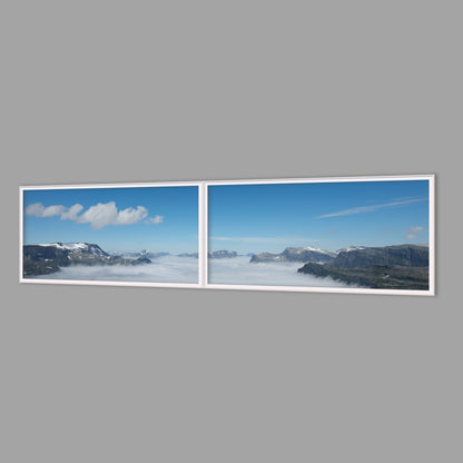 LED-Wandbild Zweiteiler quer 240x60 cm – Berge & Fjorde