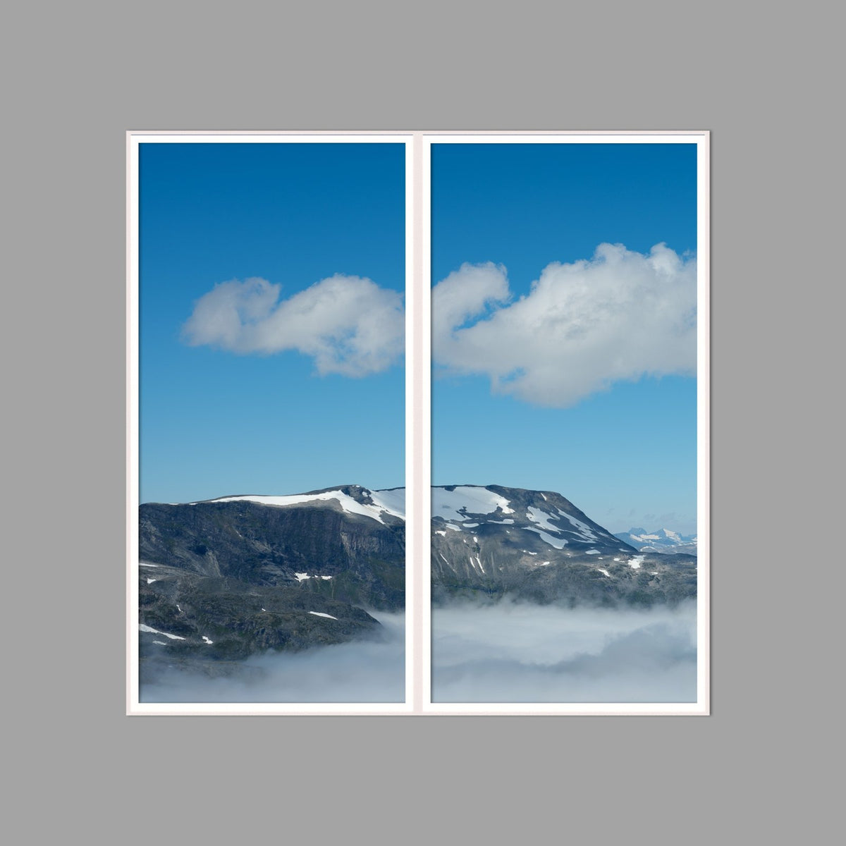 LED-Wandbild Zweiteiler hochkant 120x120 cm – Berge & Fjorde