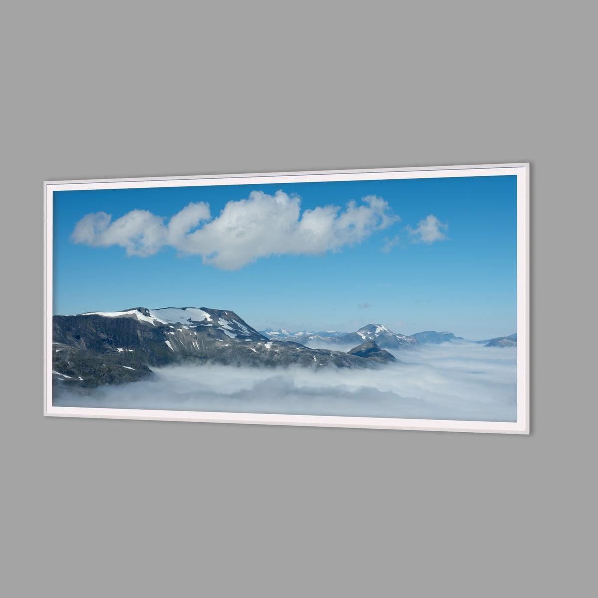 LED-Wandbild 60x120 cm quer – Berge & Fjorde