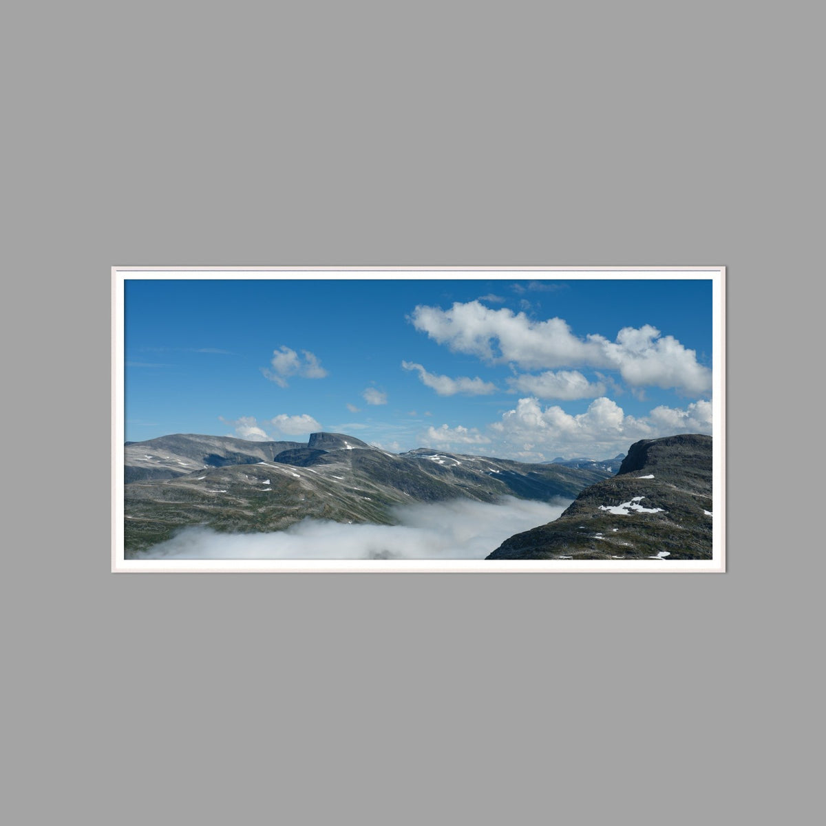LED-Wandbild 60x120 cm quer – Berge & Fjorde