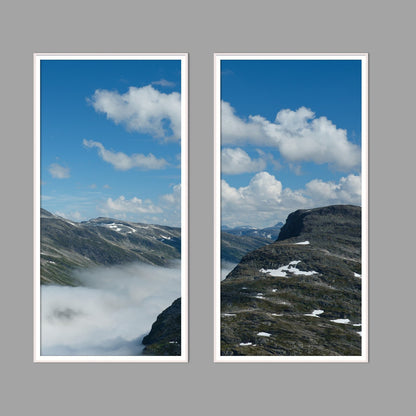LED-Wandbild Zweiteiler hochkant mit Abstand – Berge & Fjorde