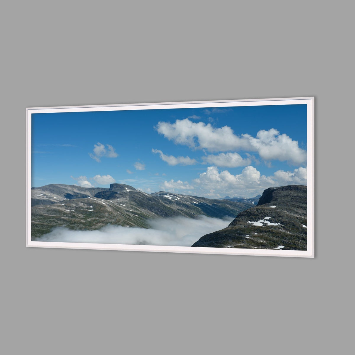 LED-Wandbild 60x120 cm quer – Berge & Fjorde
