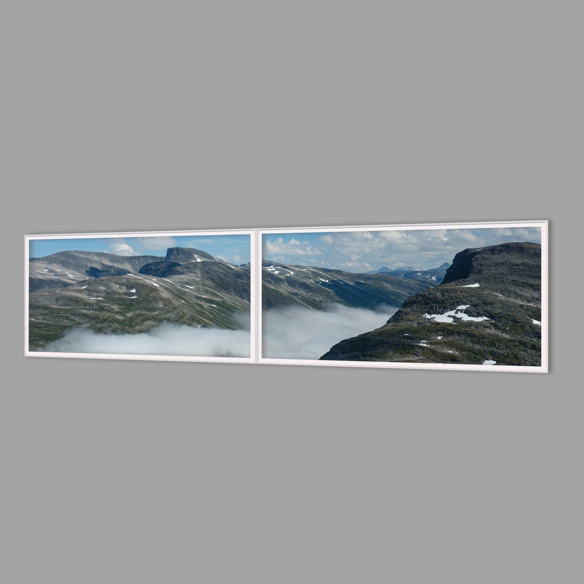 LED-Wandbild Zweiteiler quer 240x60 cm – Berge & Fjorde
