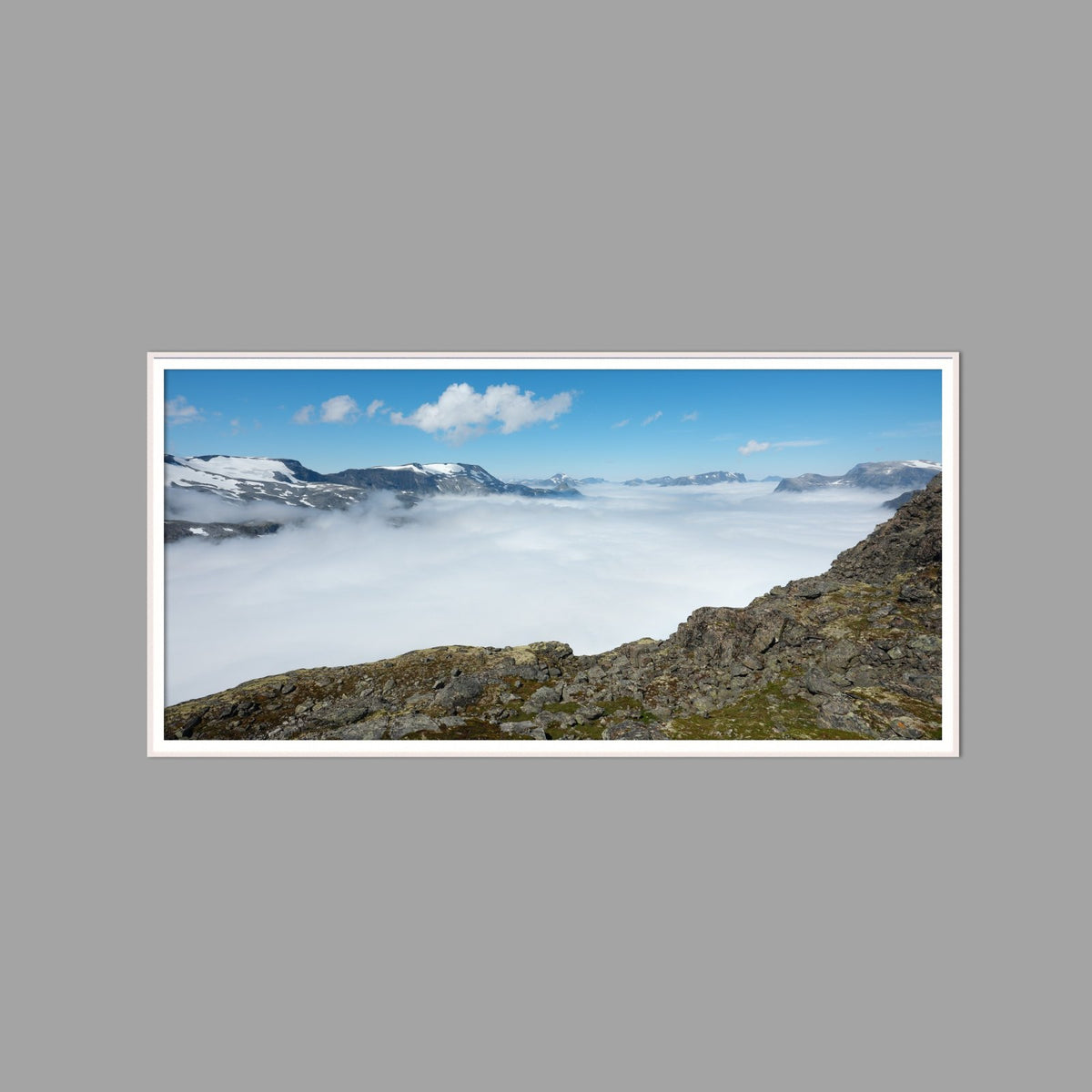 LED-Wandbild 60x120 cm quer – Berge & Fjorde
