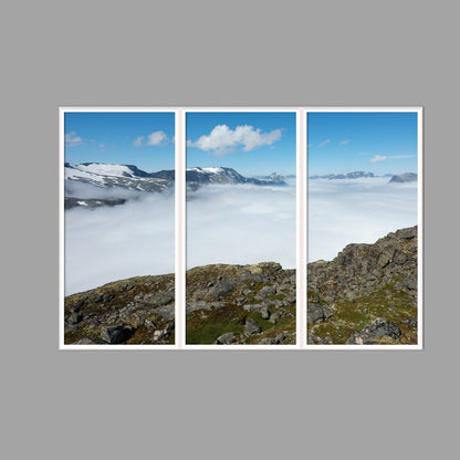 LED-Wandbild Dreiteiler hochkant 180x120 cm – Berge & Fjorde