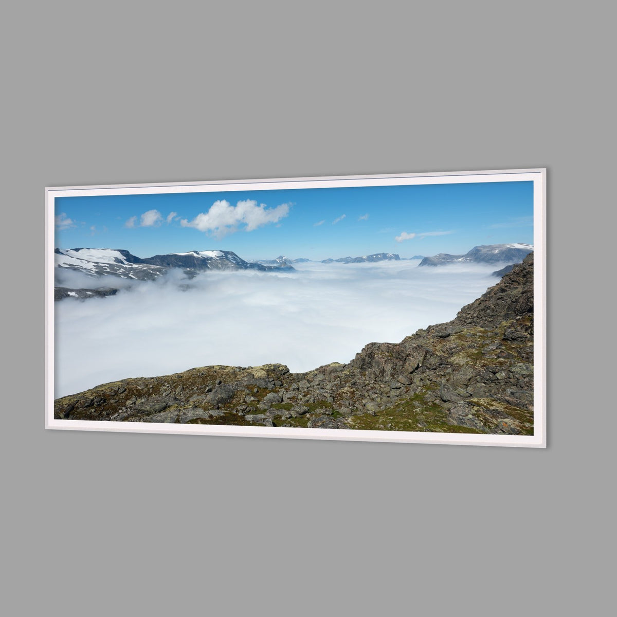 LED-Wandbild 60x120 cm quer – Berge & Fjorde
