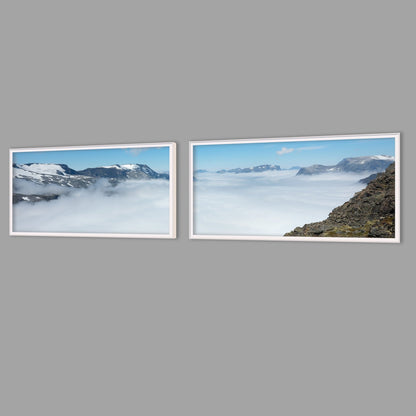 LED-Wandbild Zweiteiler quer mit Abstand – Berge & Fjorde