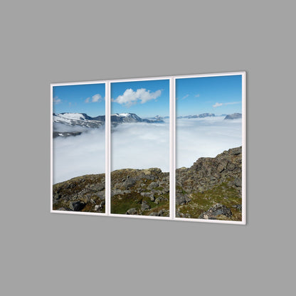 LED-Wandbild Dreiteiler hochkant 180x120 cm – Berge & Fjorde