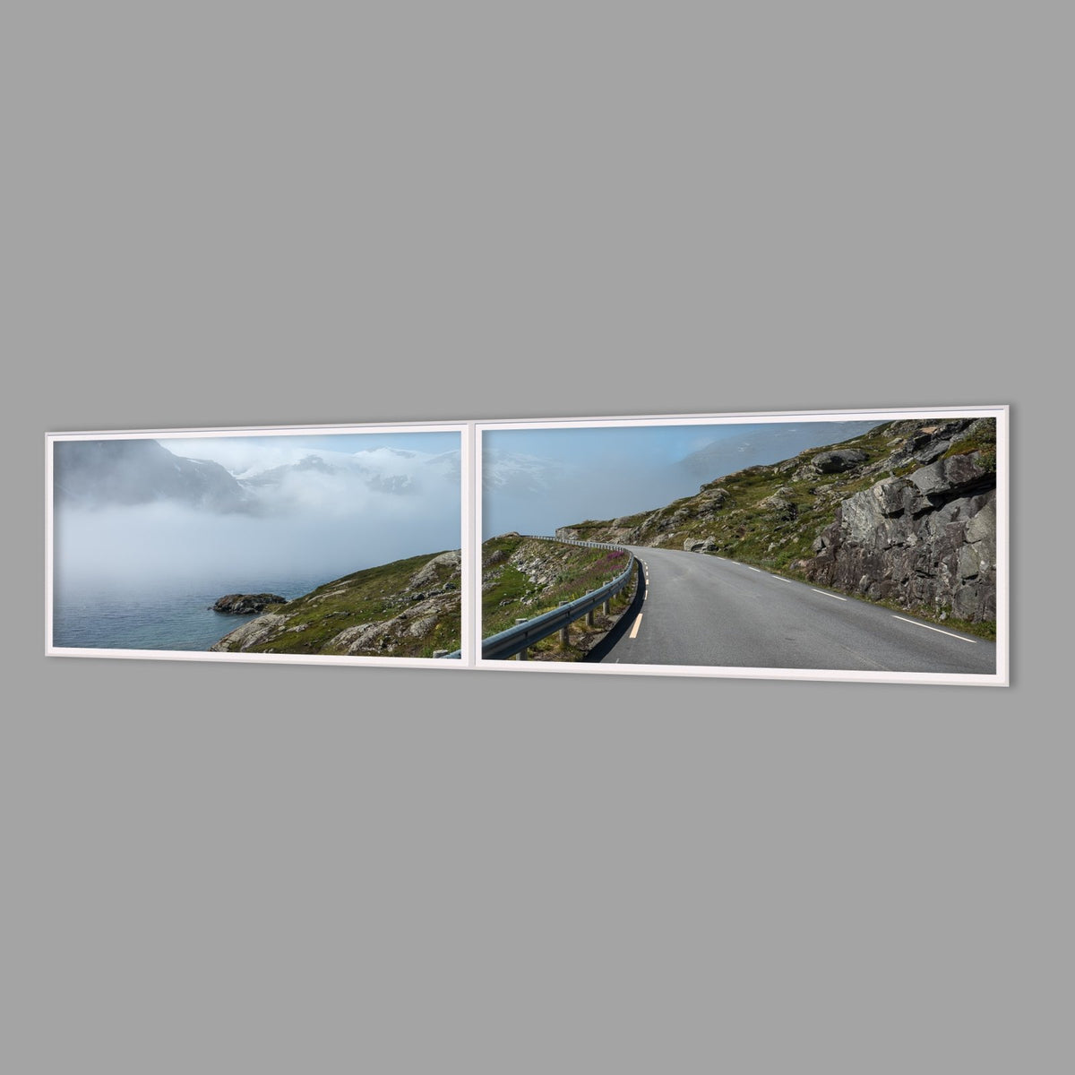 LED-Wandbild Zweiteiler quer 240x60 cm – Berge & Fjorde