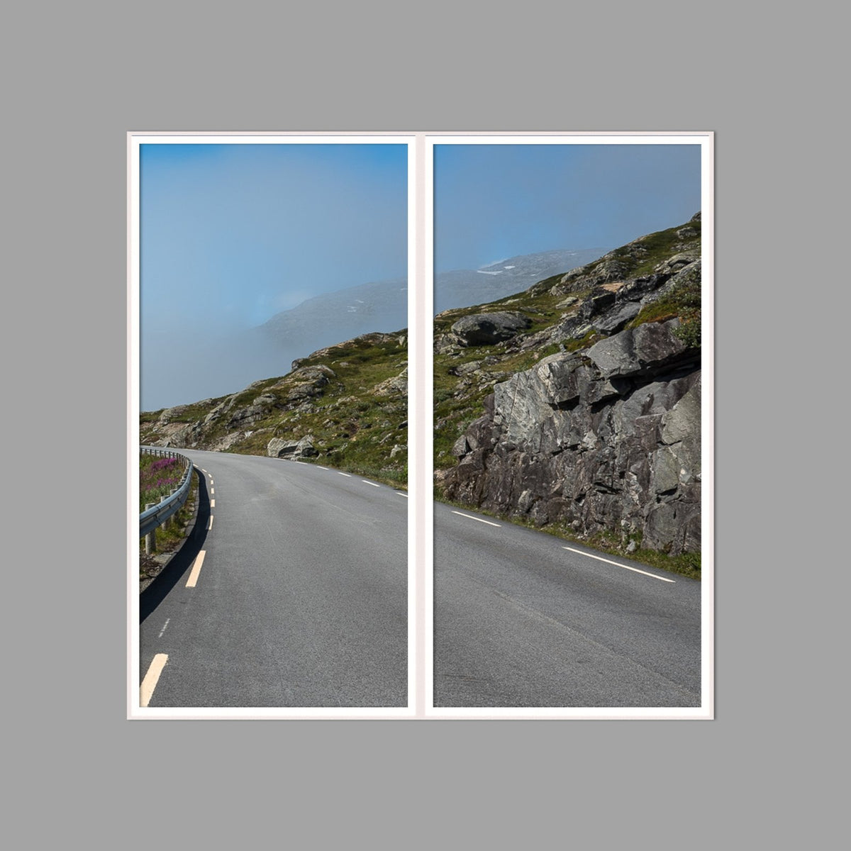 LED-Wandbild Zweiteiler hochkant 120x120 cm – Berge & Fjorde