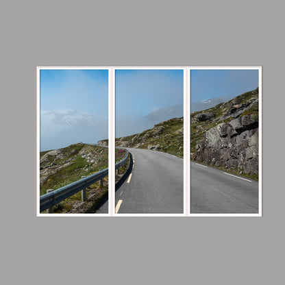 LED-Wandbild Dreiteiler hochkant 180x120 cm – Berge & Fjorde