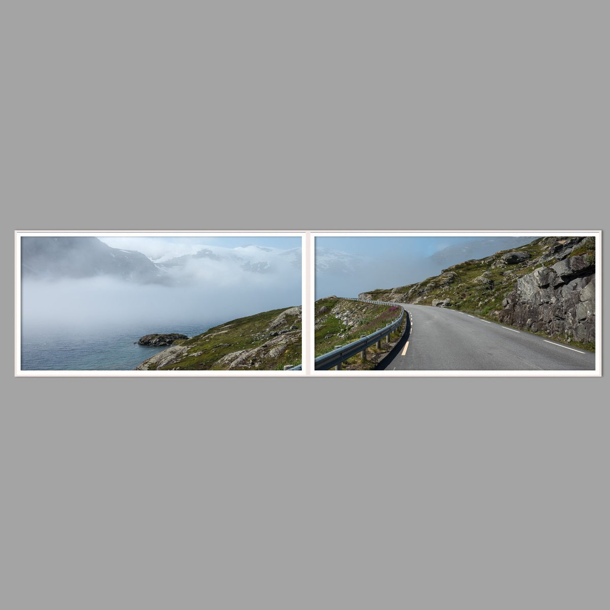 LED-Wandbild Zweiteiler quer 240x60 cm – Berge & Fjorde