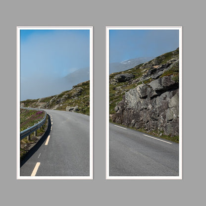 LED-Wandbild Zweiteiler hochkant mit Abstand – Berge & Fjorde