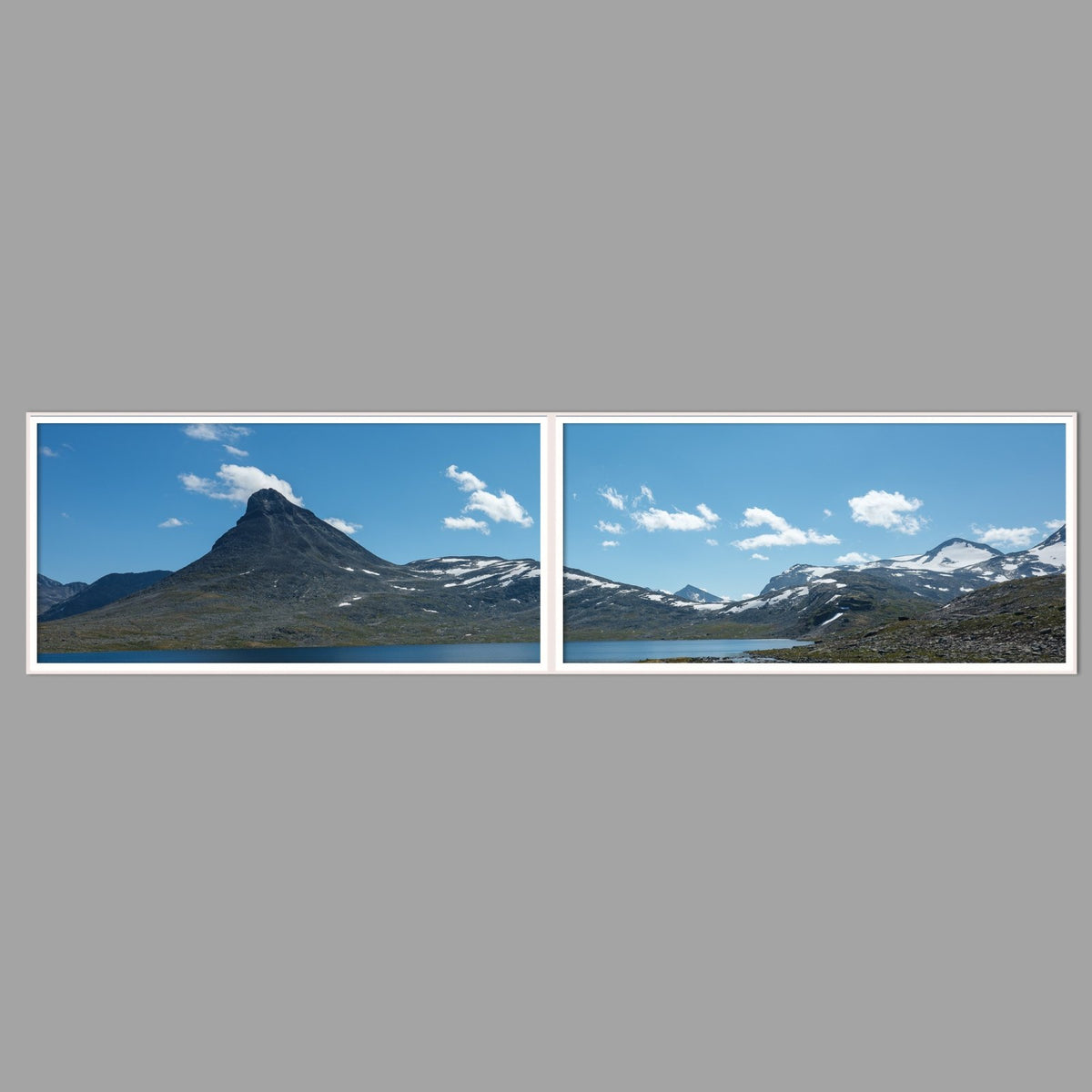 LED-Wandbild Zweiteiler quer 240x60 cm – Berge & Fjorde