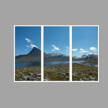 LED-Wandbild Dreiteiler hochkant 180x120 cm – Berge & Fjorde