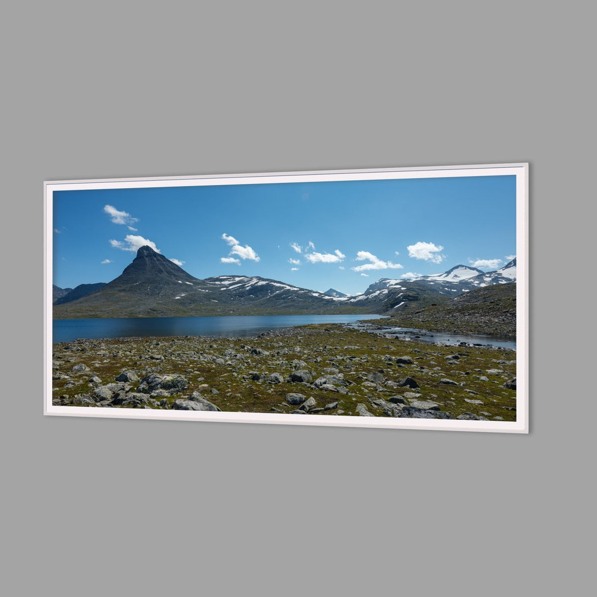 LED-Wandbild 60x120 cm quer – Berge & Fjorde